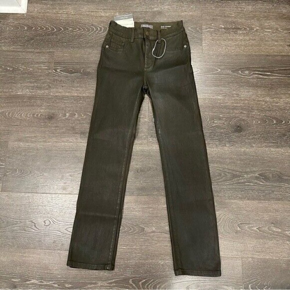 DL1961 Winter Green Mara Straight Mid Rise Instasculpt Ankle UltimateJeans 25 - Picture 5 of 16